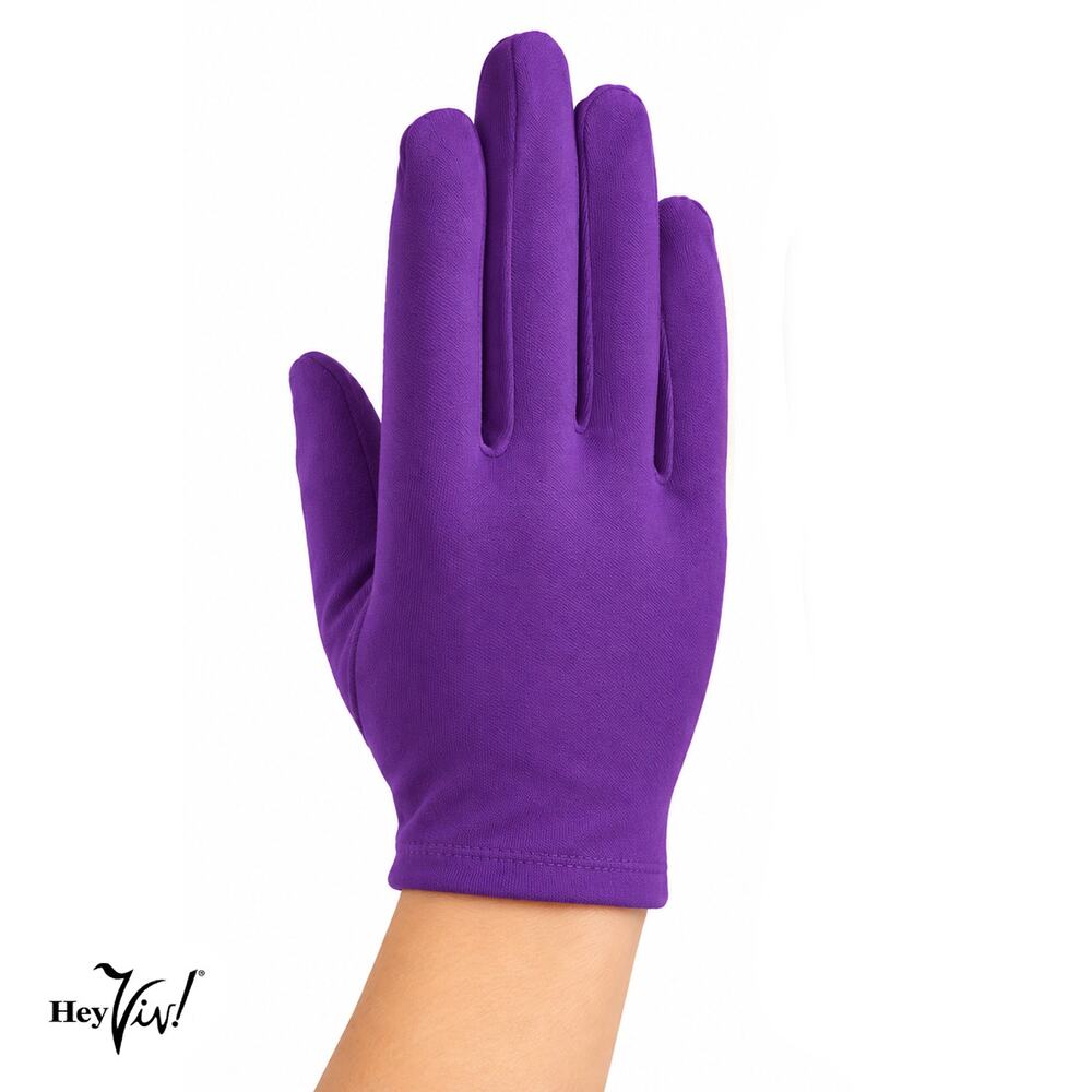 Purple Wrist Length Stretch Nylon Dress Gloves Wedding Church Formal - Hey Viv